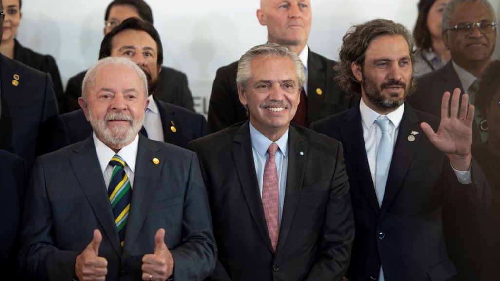 Brazil's President Lula, Argentina's President Fernández, and Brazil's Foreign Minister Cafiero at the CELAC Summit. (AP)