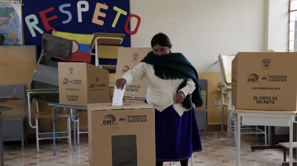 A woman votes in Ecuador. (AP)