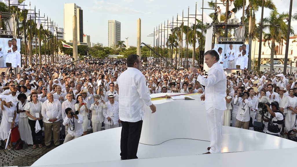 Timochenko and Juan Manuel Santos Cartagena Colombia FARC peace
