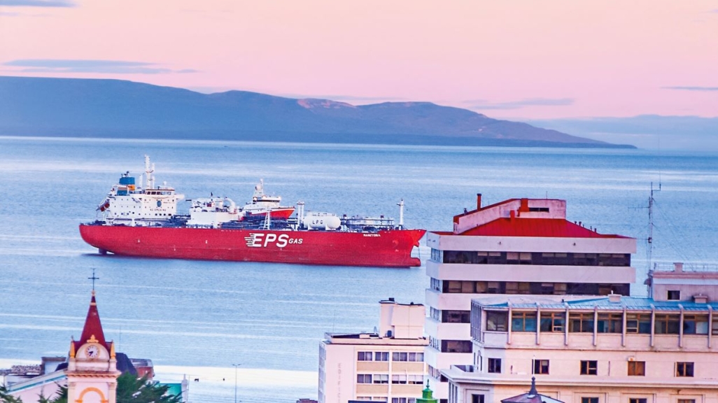 Ship at Punta Arenas, Chile
