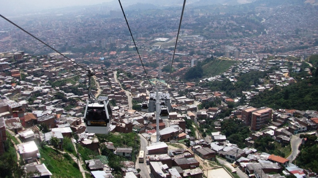 Aerial View of Medellín's Cable Car System