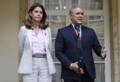 Colombian politicians Marta Lucía Ramírez and Iván Duque (AP)
