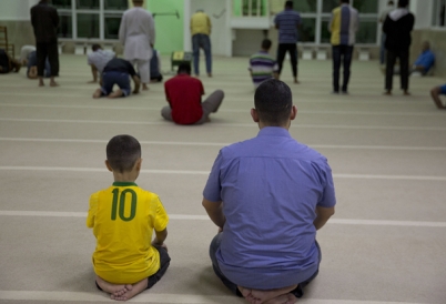 Syrian refugees attends prayer at a mosque in Sao Paulo, Brazil