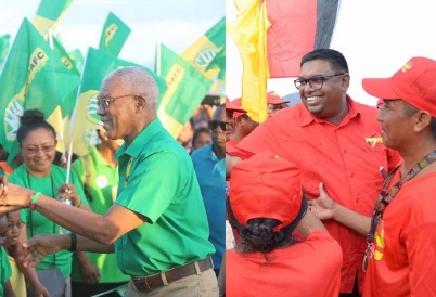 David Granger and Irfaan Ali. (Images: candidate Facebook pages)