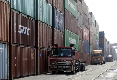Containers in trading port
