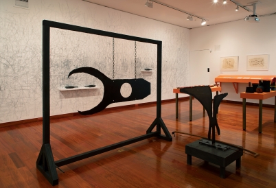 Installation of Joaquín Orellana: The Spine of Music at Americas Society.