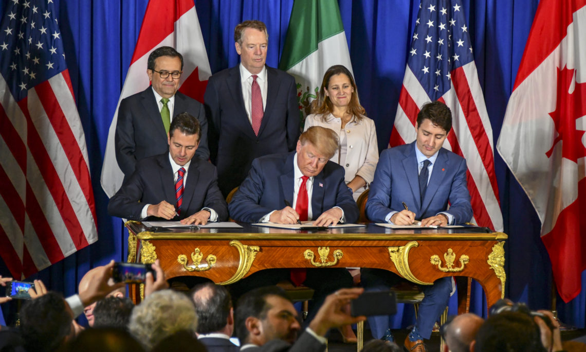 The Presidents of Mexico, the United States, and Canada sign the USMCA Agreement. (Image: Office of the USTR)