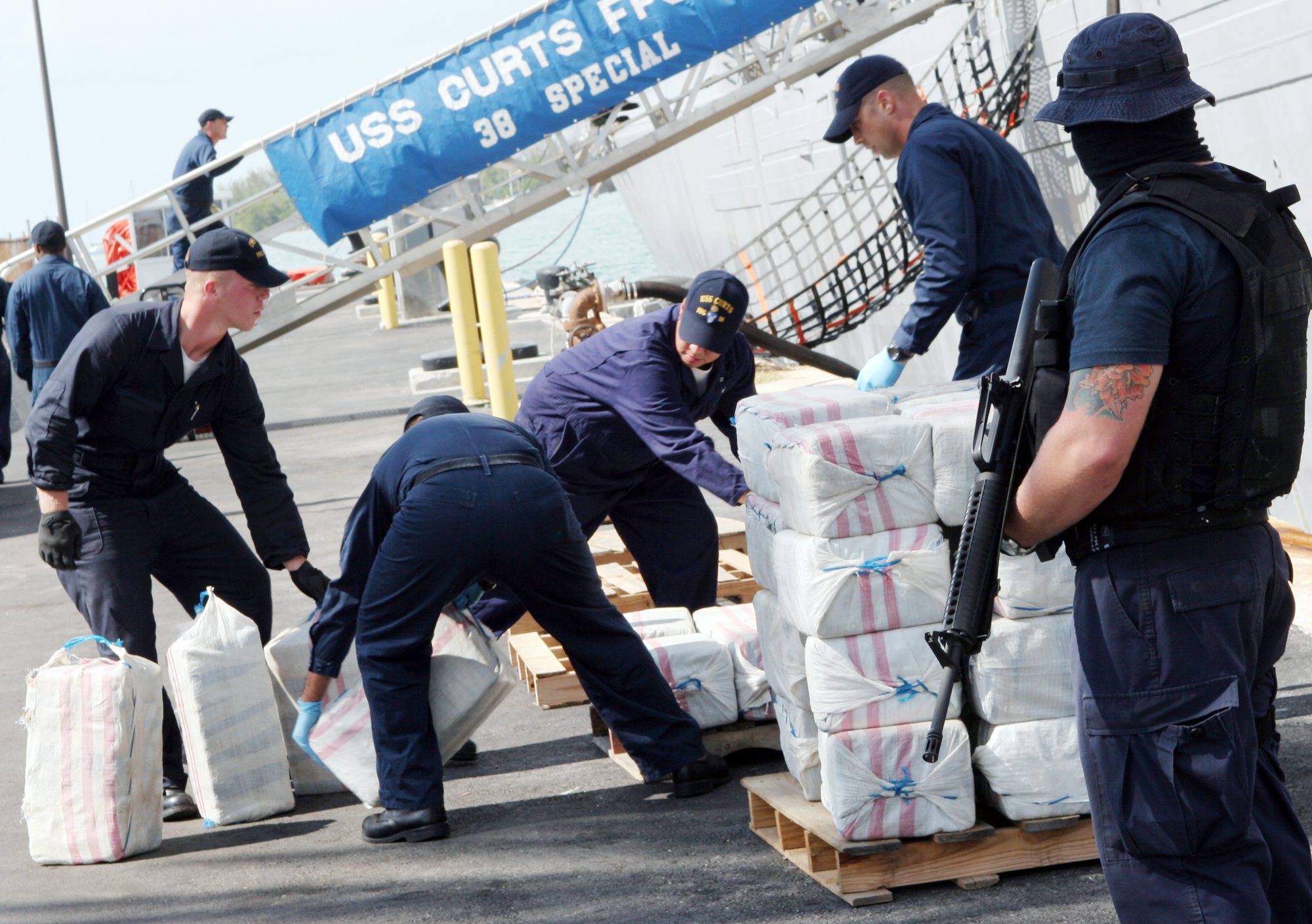 The U.S. Coast Guard seizes illicit materials. (AP)