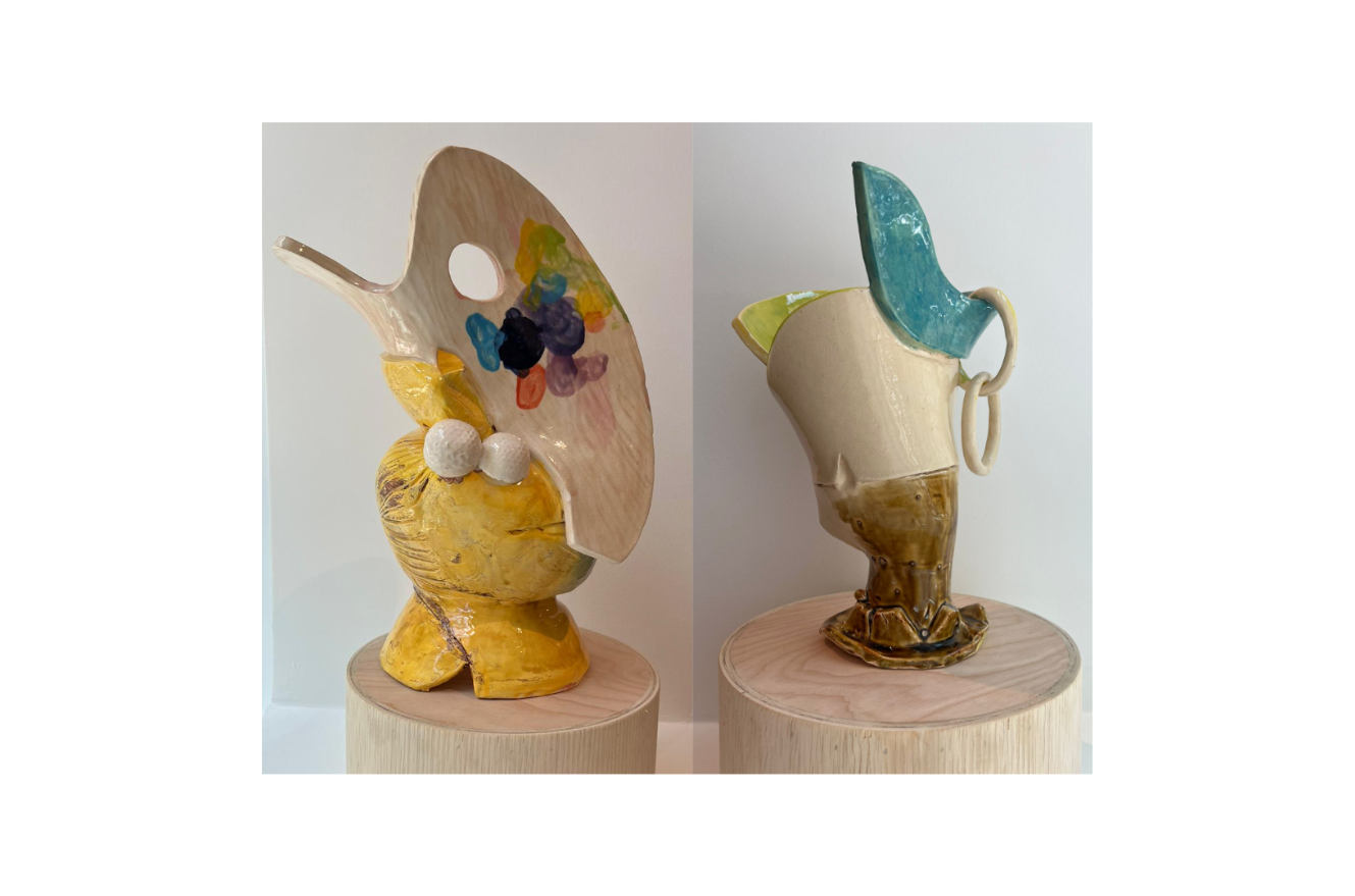 Alejandra Seeber, Trophy 1 and Trophy 2, 2024, ceramic.