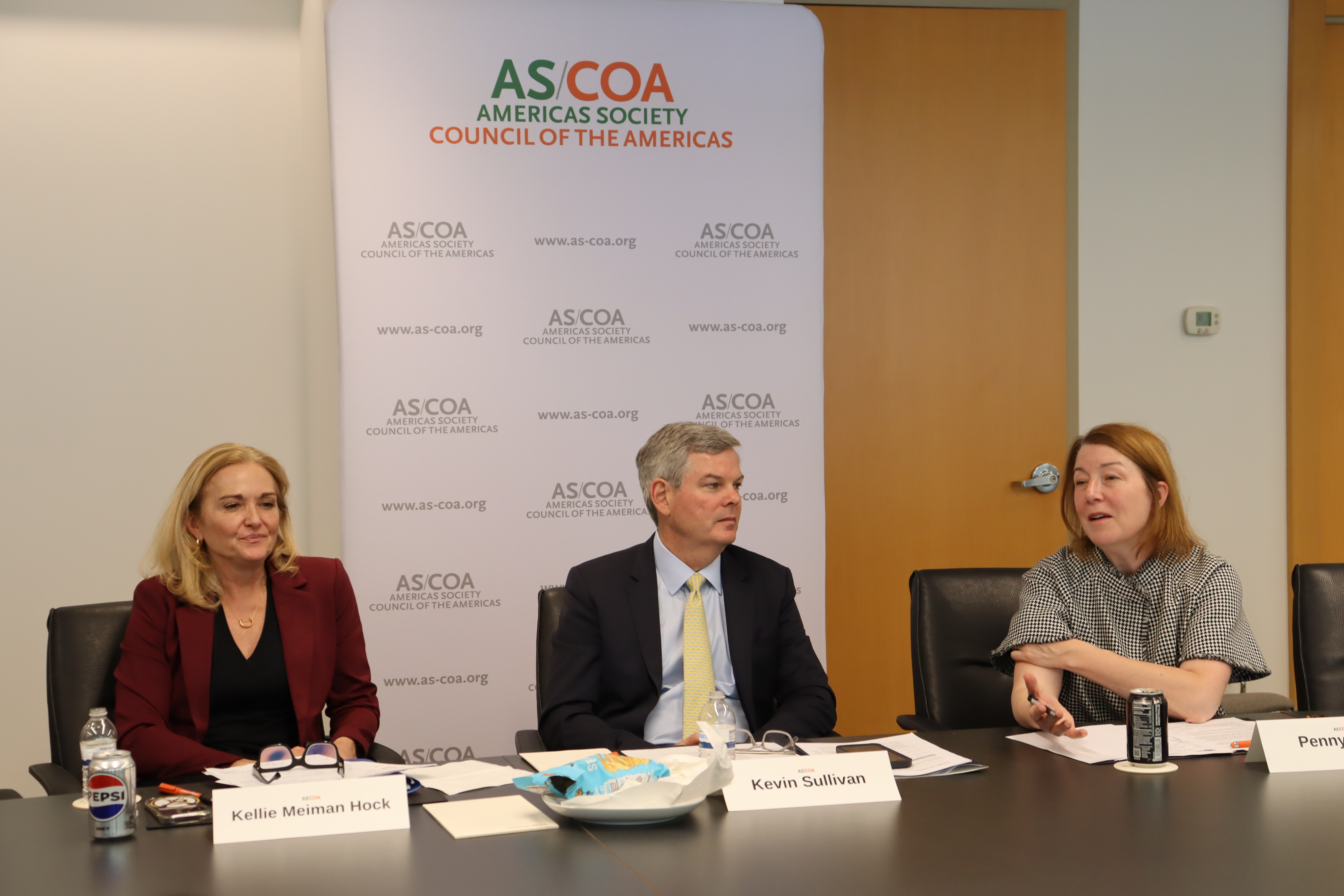 (L-R) McLarty's Kellie Meiman Hock, AS/COA's Kevin Sullivan, and the German Marshall Fund's Penny Naas.