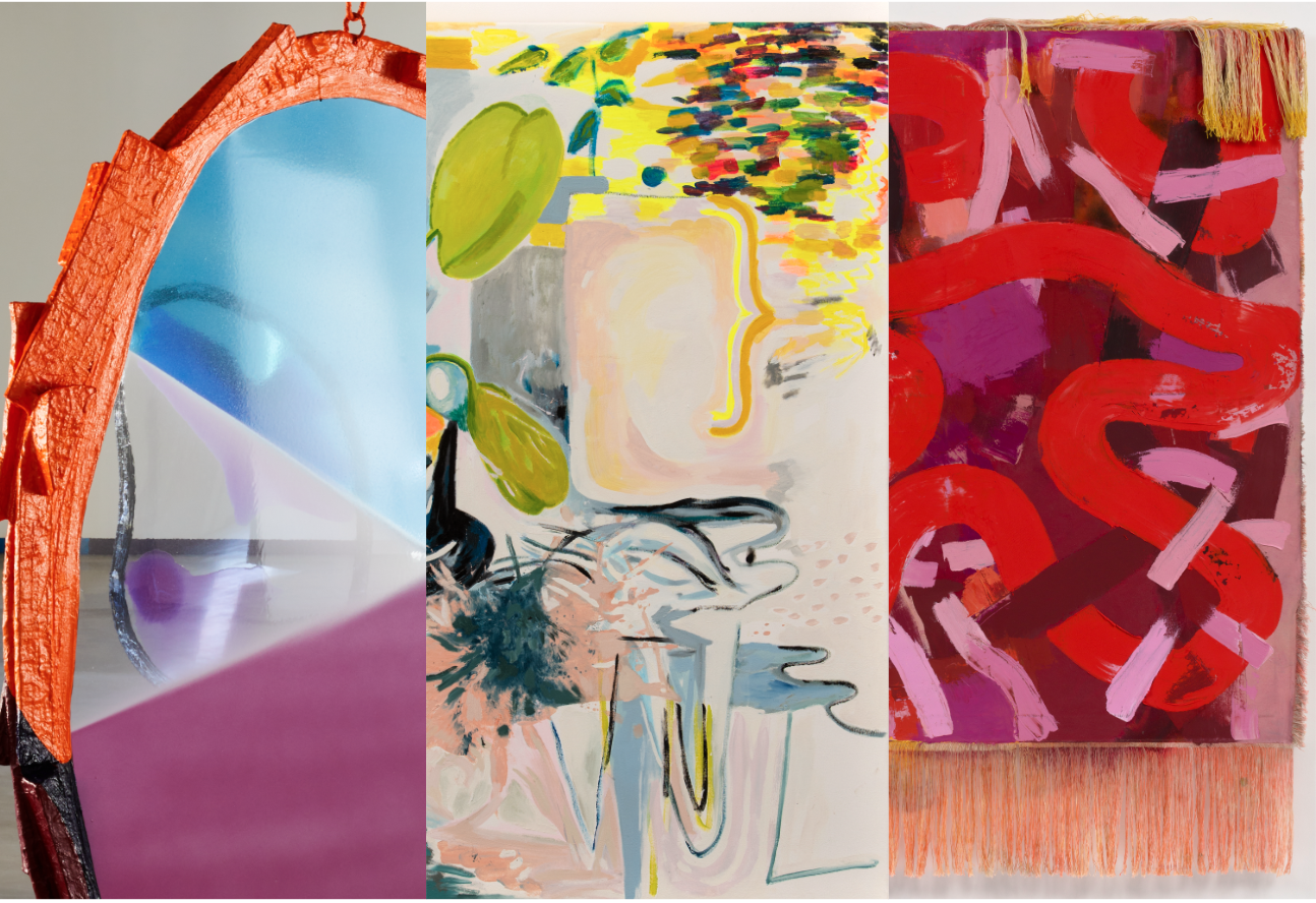 (left to right) Fabienne Lasserre, detail of Listeners, 2024. Alejandra Seeber, detail of Plantambor, 2021. Annette Wehrhahn, detail of The Wizard’s Kitchen, 2024.