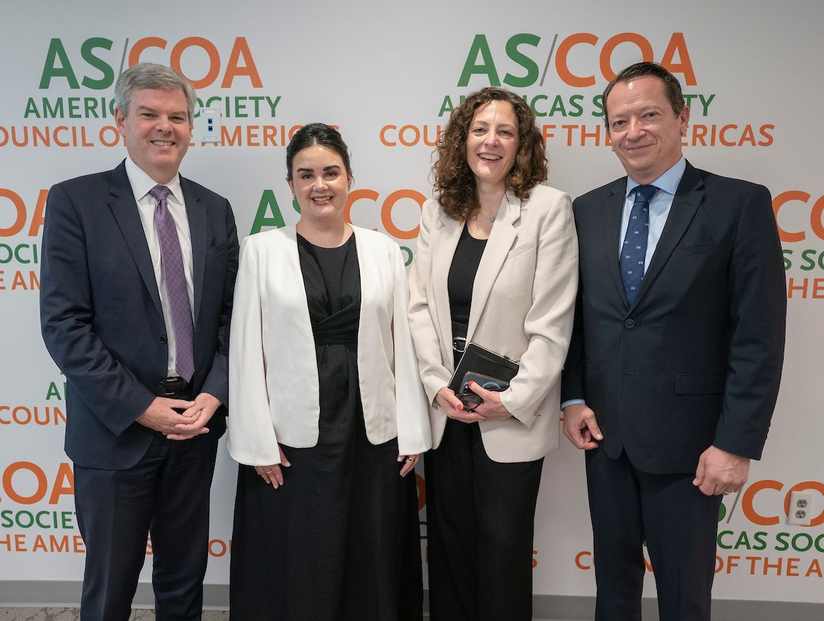 AS/COA's Kevin Sullivan, Undersecretary Cristina Planter Riebeling, AS/COA's Carin Zissis, and Ambassador Juan Carlos Lara-Armienta. (Photo: Mark Finkenstaedt)