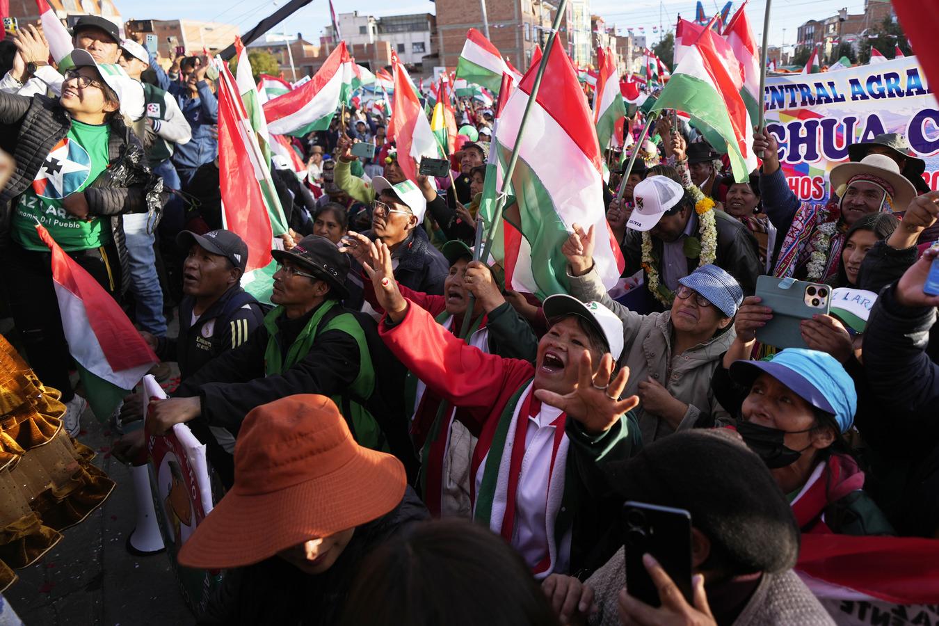 Bolivians attend a political rally. (AP)