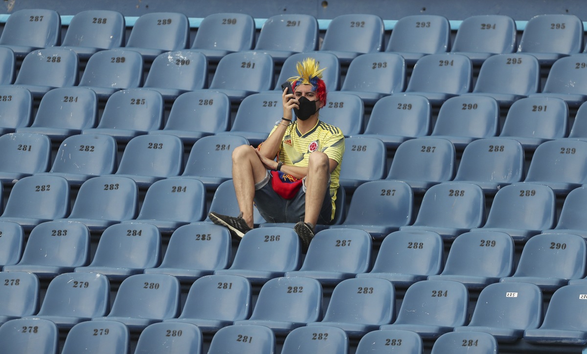A Colombia fan. (AP)