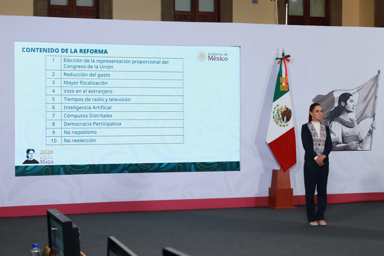 Mexican President Claudia Sheinbaum presents her electoral reform. (AP)
