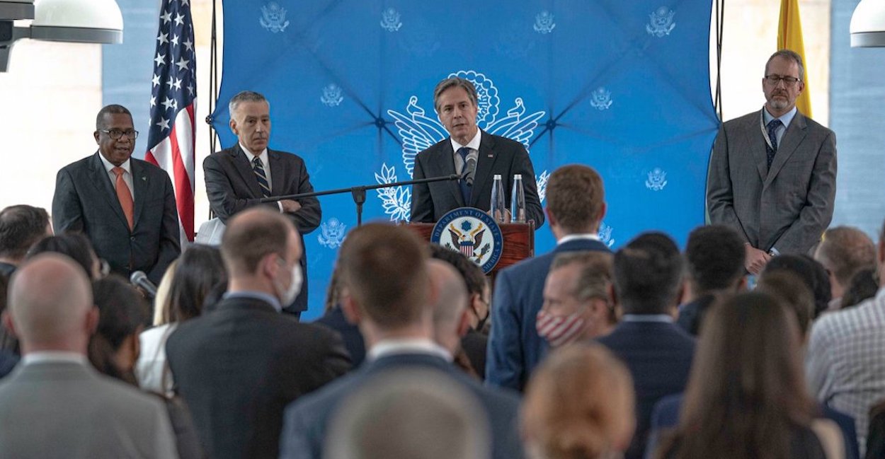 U.S. Secretary of State Antony Blinken at the U.S. Embassy in Bogotá, Colombia. (Image: @SecBlinken on Twitter)