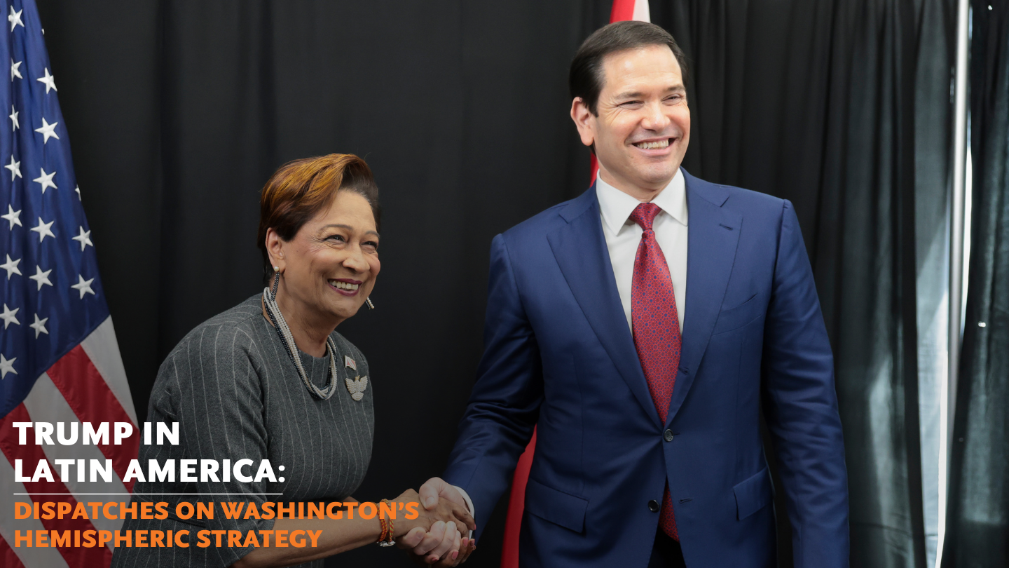 (L-R) Prime Minister of Trinidad and Tobago Kamla Persad-Bissessar and U.S. Secretary of State Marco Rubio. (AP)
