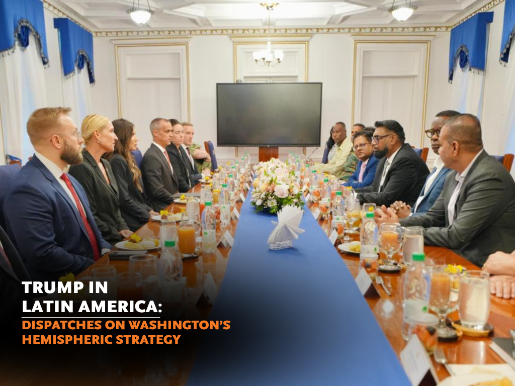 Special Envoy for Shield of the Americas Kristi Noem meets with Guyanese President Irfaan Ali. (Noem's X)