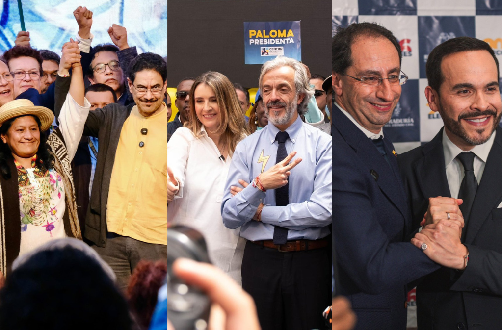 (L-R) Aida Quilcué, Iván Cepeda; Paloma Valencia, Juan Daniel Oviedo; José Manuel Restrepo, Abelardo de la Espriella.