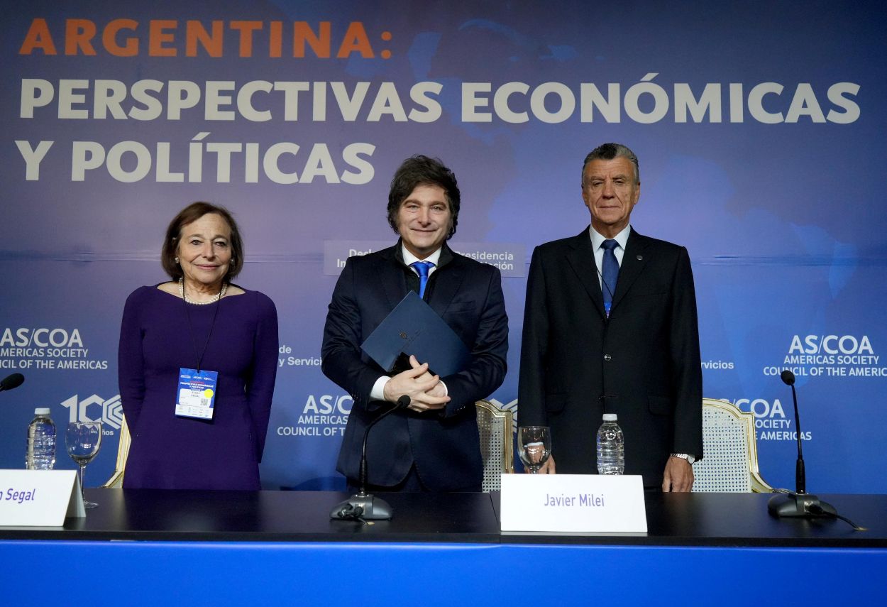 Susan Segal, Javier Milei y Natalio Mario Grinman