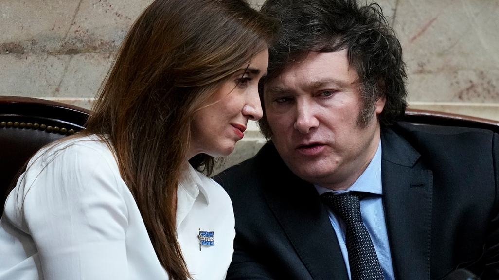 (L–R): Argentina's incoming Vice President Victoria Villarruel and President Javier Milei. (AP)