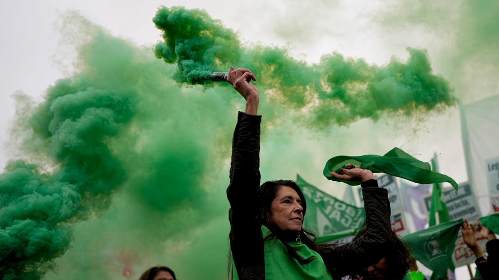 Reproductive rights protestors in Argentina. (AP)