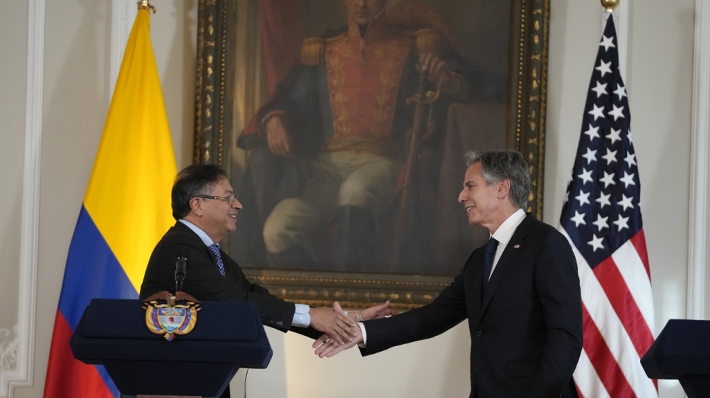 Colombian President Gustavo Petro (L) and U.S. Secretary of State Antony Blinken. (AP)