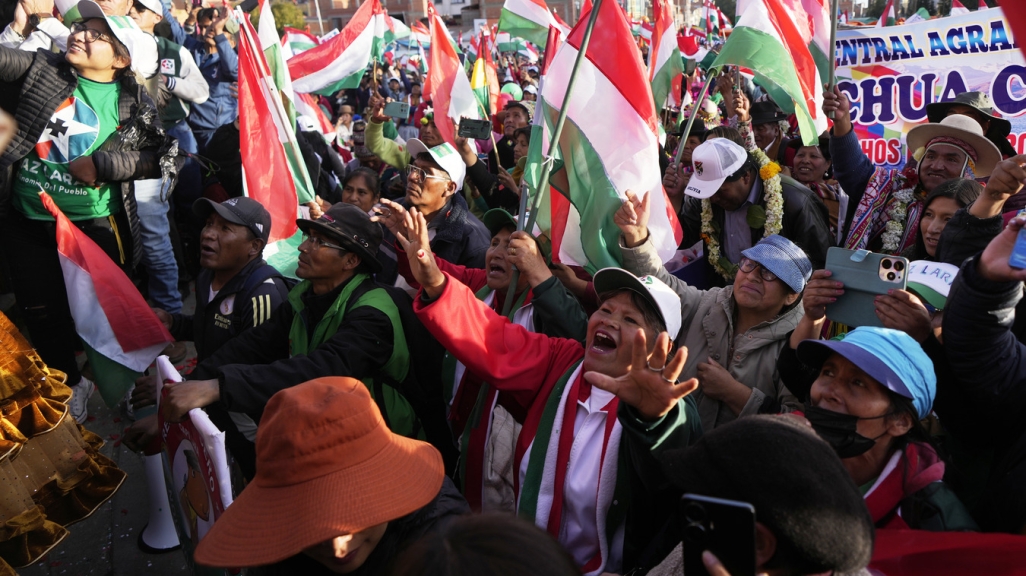 Bolivians attend a political rally. (AP)