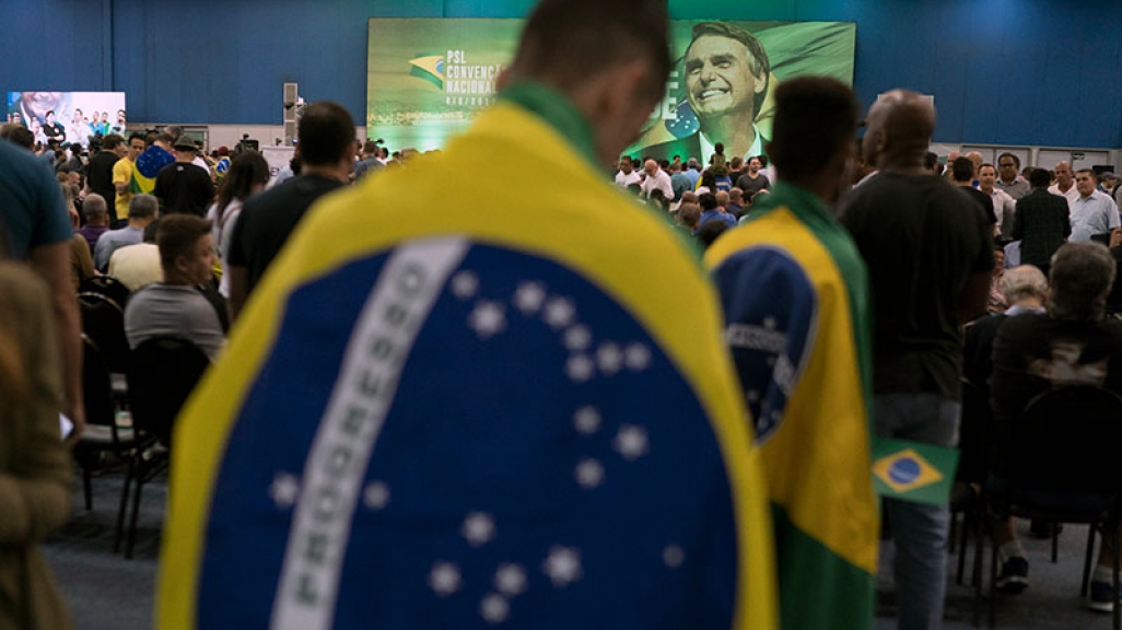 Supporters of Bolsonaro at a rally. (AP)