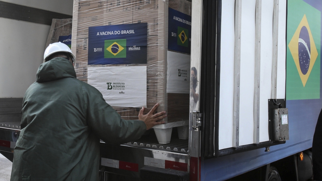 A vaccine delivery in Brazil. (AP)