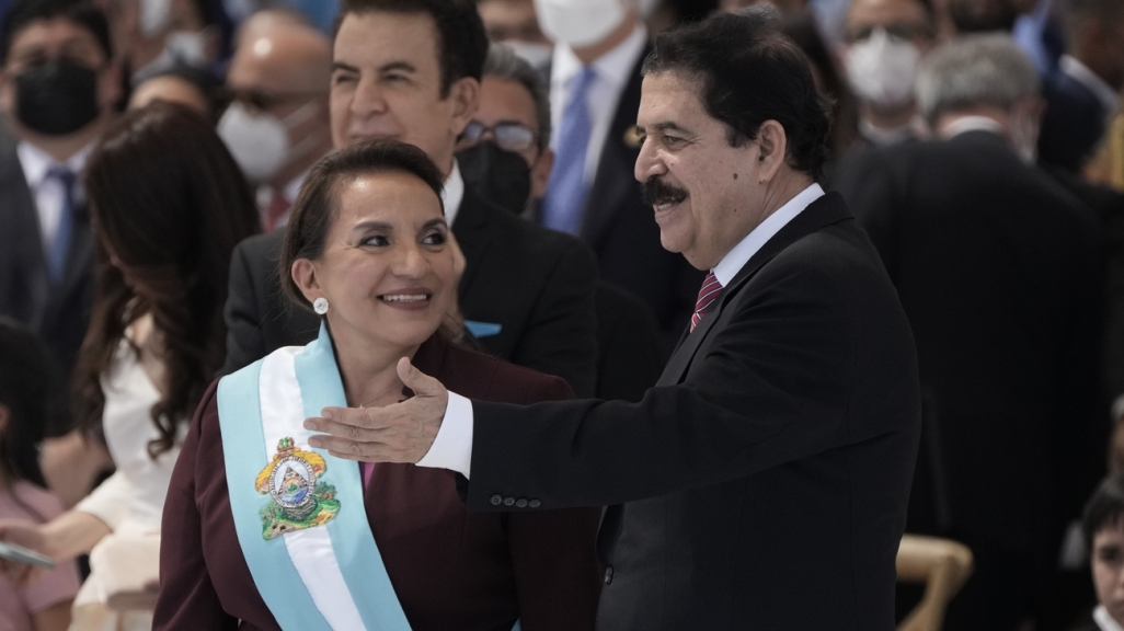 President Xiomara Castro and her husband, Mel Zelaya. (AP)