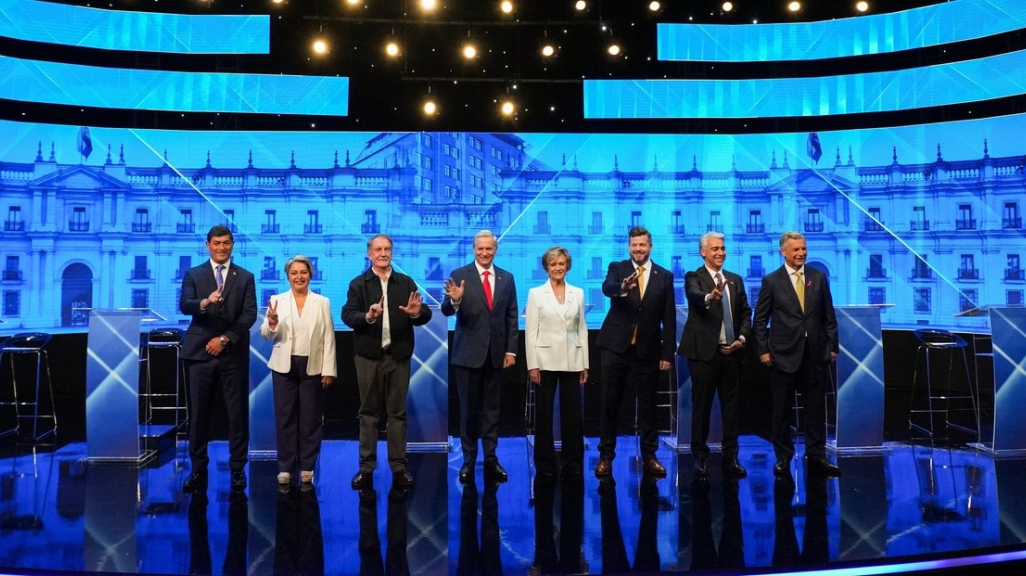 Chile's 2025 presidential candidates in a debate. (AP)