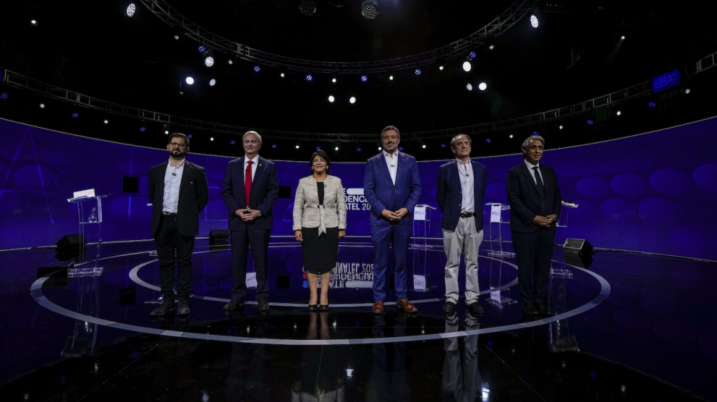 Gabriel Boric, José Antonio Kast, Yasna Provoste, Sebastián Sichel, Eduardo Artés, and Marco Enríquez-Ominami. (AP)