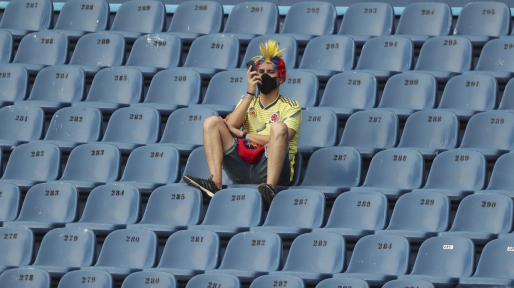 A Colombia fan. (AP)