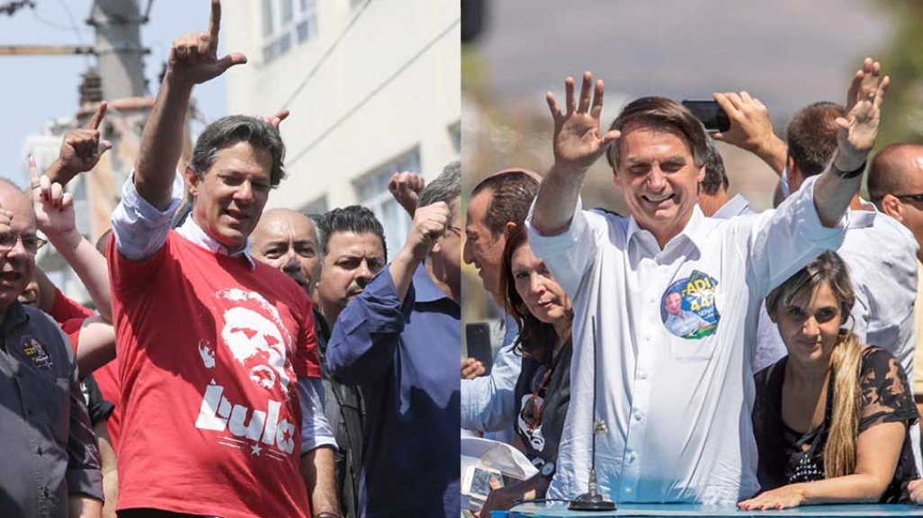 Brazilian candidates Fernando Haddd and Jair Bolsonaro.