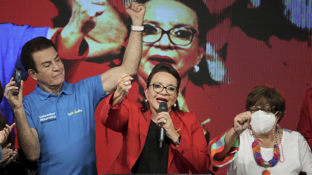 Xiomara Castro at a rally. (AP)