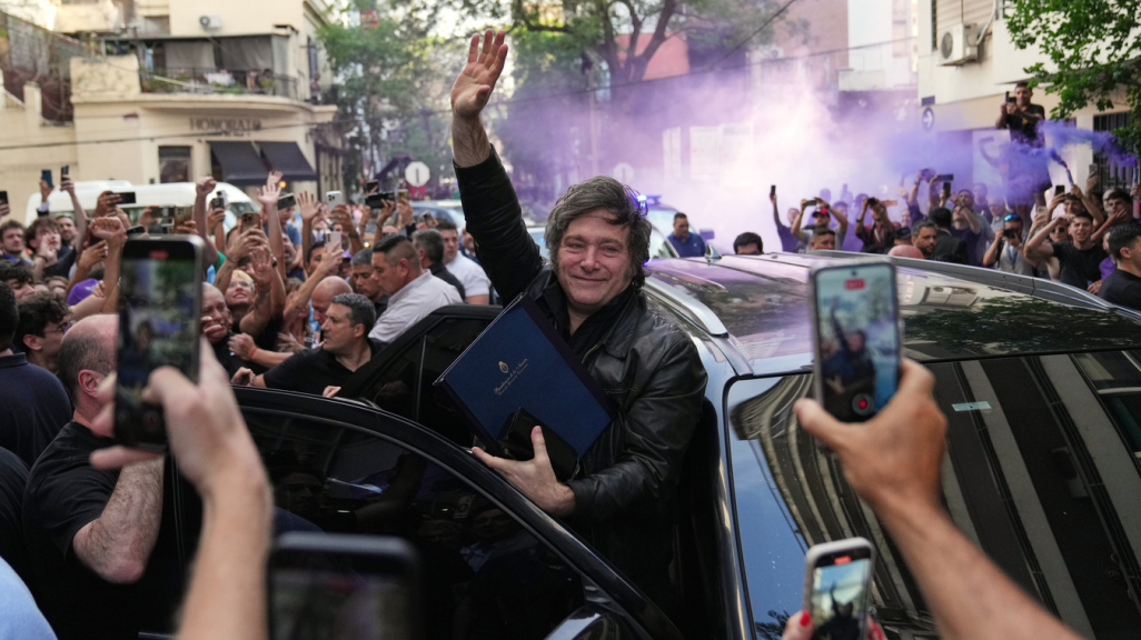 Argentine President Javier Milei on the campaign trail. (AP)