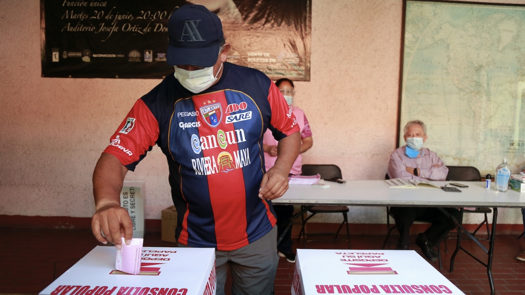 A voter in a Mexican referendum. (AP)