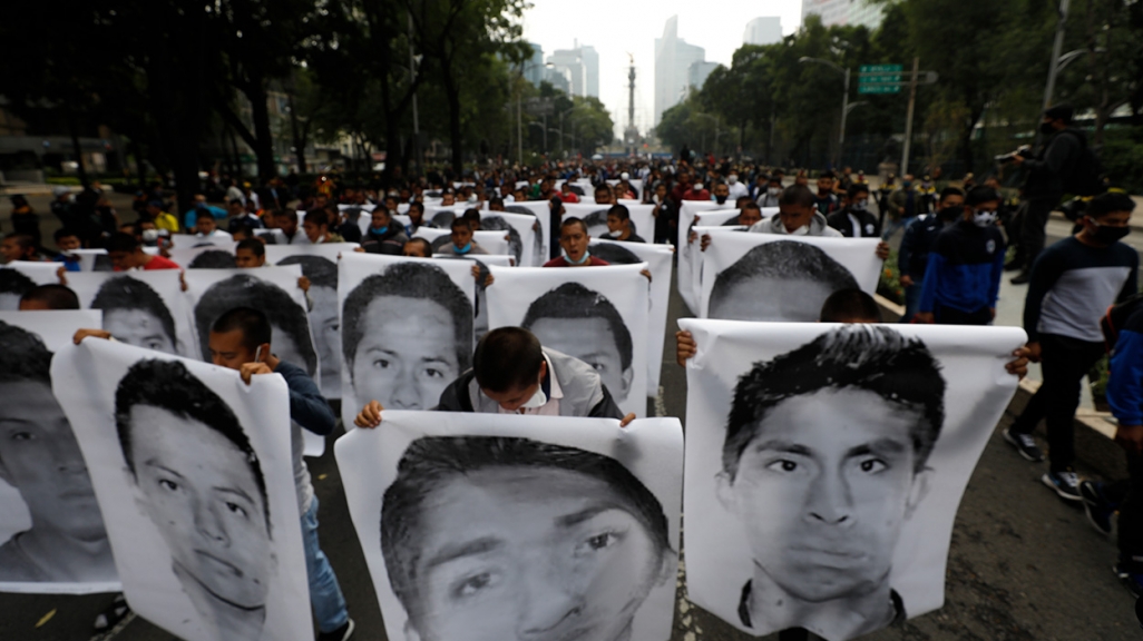 A march in Mexico City for the 43 disappeared students. (AP)