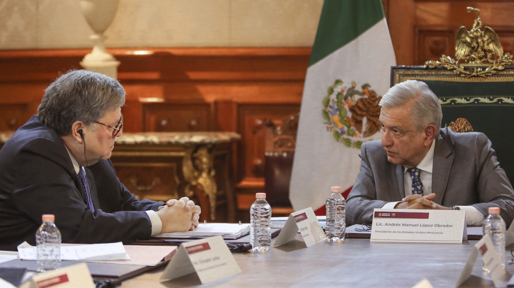 William Barr and Andrés Manuel López Obrador. (AP)