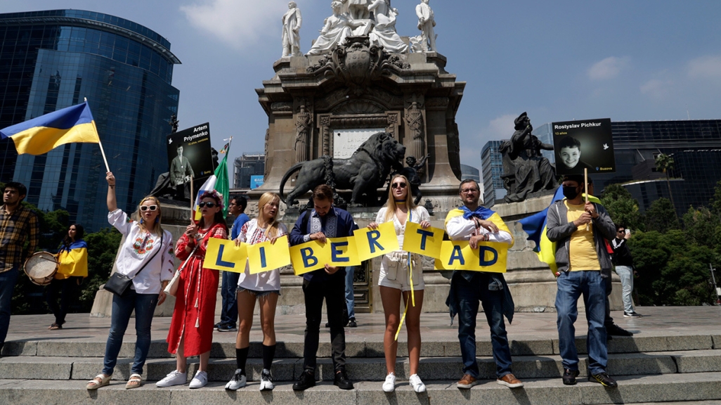 A pro-Ukraine demonstration in Mexico City