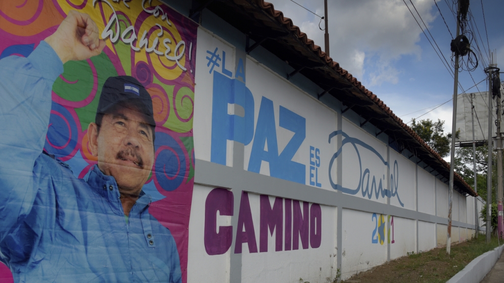 A mural of President Ortega (AP)