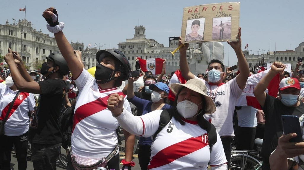 Demonstrators in Lima.