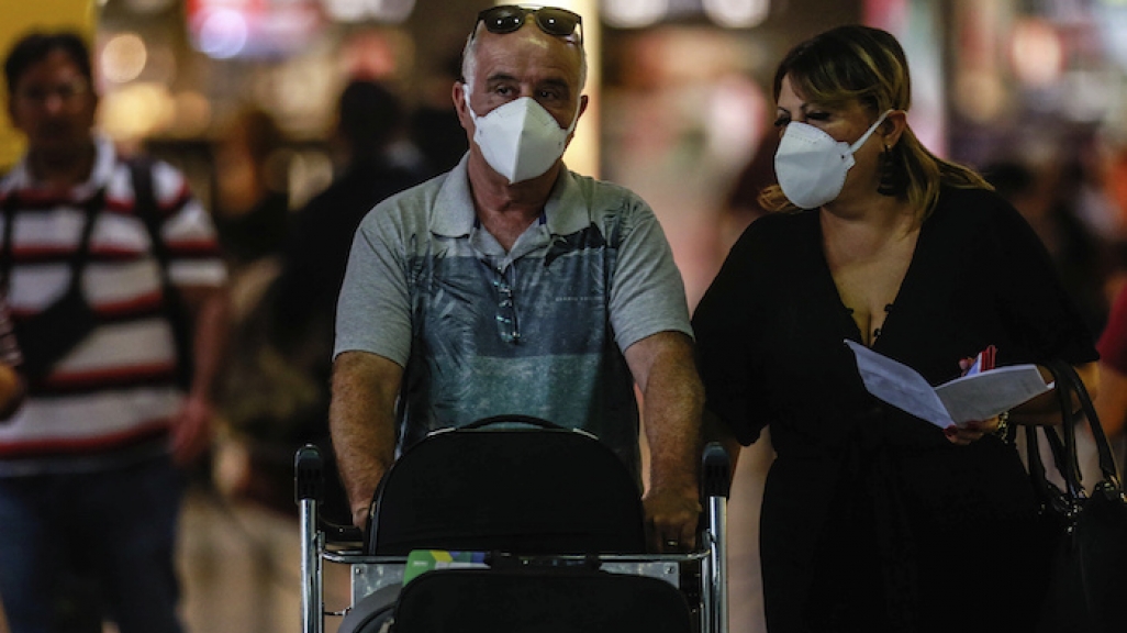 People wearing masks in São Paulo. (AP)
