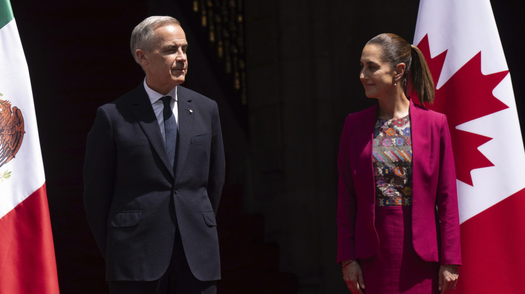 Canadian Prime Minister Mark Carney and Mexican President Claudia Sheinbaum. (AP)