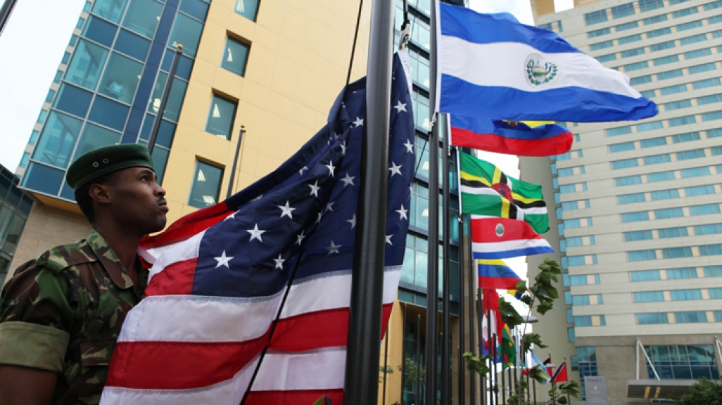 Flag display at Summit of the Americas