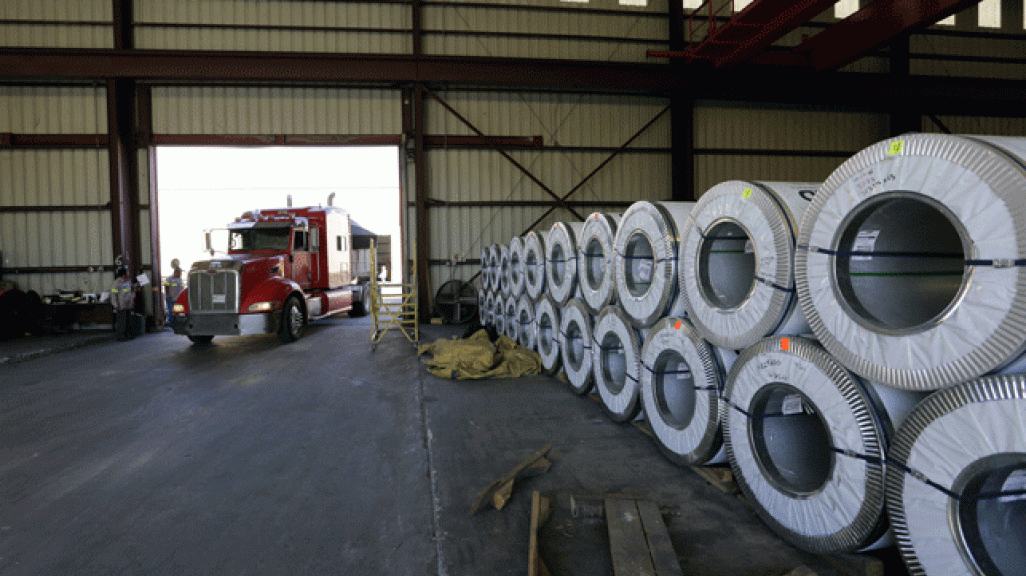 NAFTA trade truck in warehouse