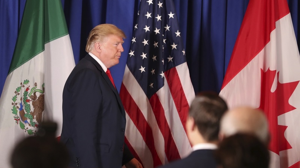 President Trump at the USMCA signing. (AP)