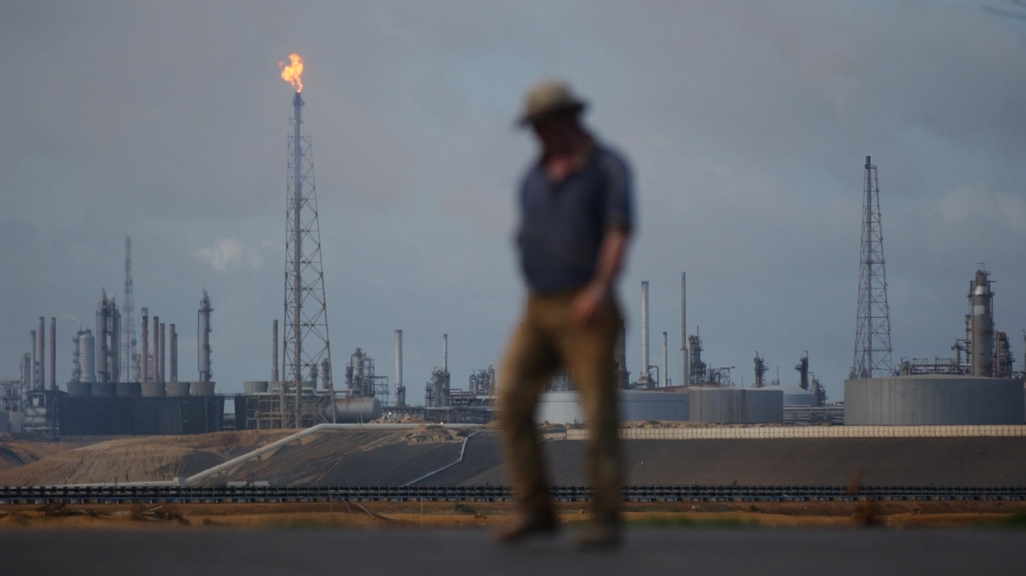 An oil worker in Venezuela. (AP)