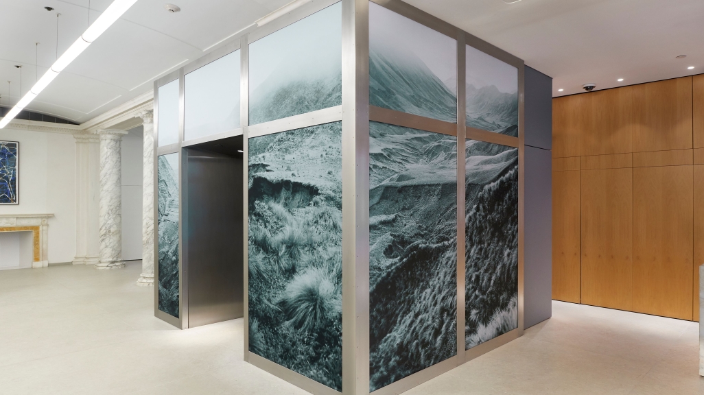 "Zenith" is an elevator encasement at Americas Society’s New York headquarters portraying the highest point on the Equator
